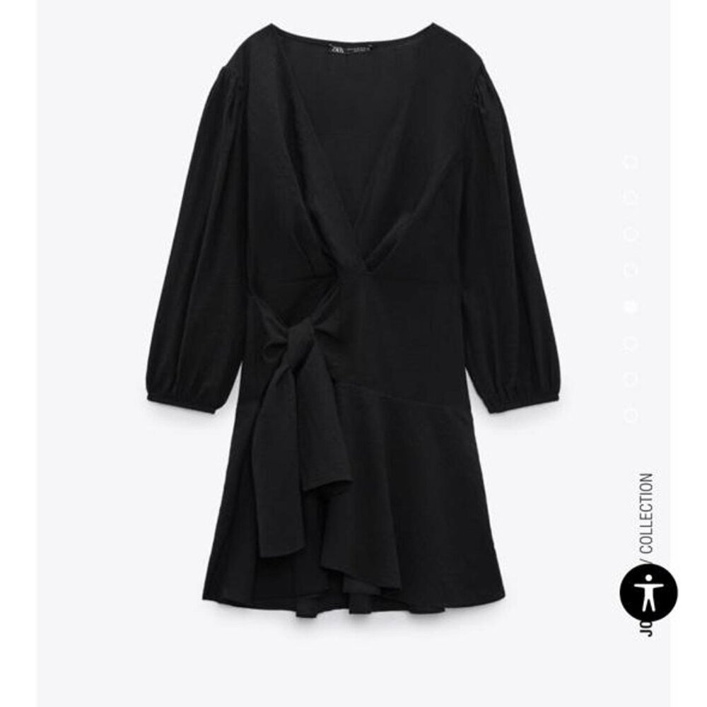NWOT Zara Wrap Dress with Bow Black Size L